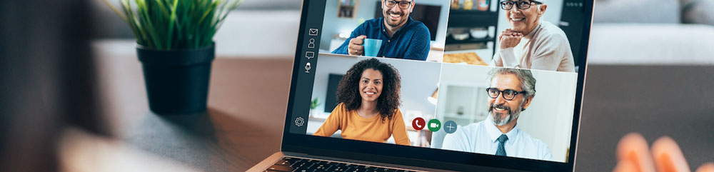 People work remotely via virtual call